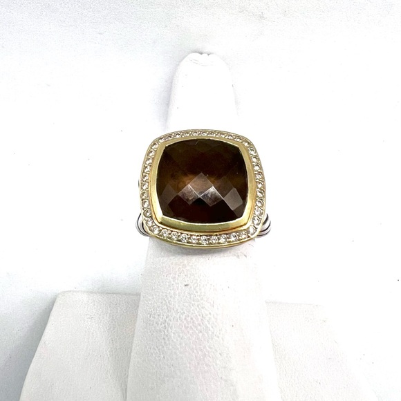 David Yurman Albion 14mm Smoky Quartz Ring with Diamonds and Gold - Picture 5 of 14